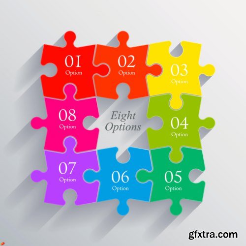 Business Puzzle Infographics 47xEPS