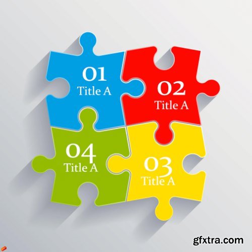 Business Puzzle Infographics 47xEPS