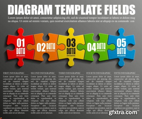 Business Puzzle Infographics 47xEPS