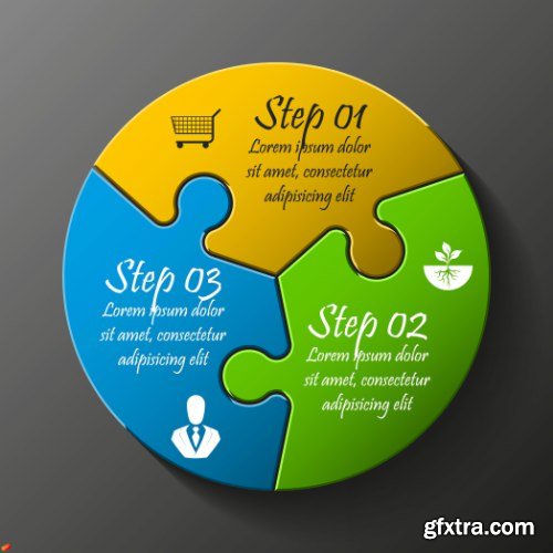 Business Puzzle Infographics 47xEPS