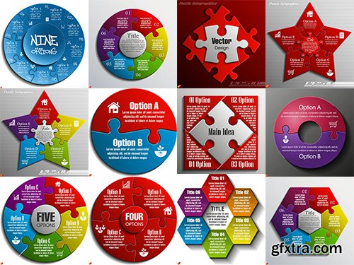 Business Puzzle Infographics 47xEPS