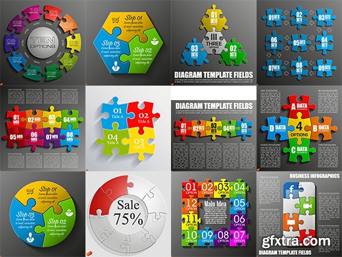 Business Puzzle Infographics 47xEPS