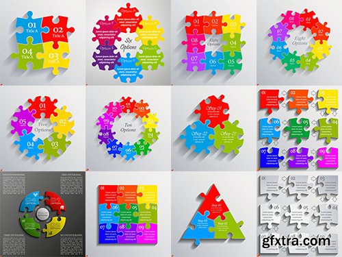 Business Puzzle Infographics 47xEPS