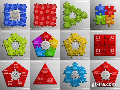 Business Puzzle Infographics 47xEPS