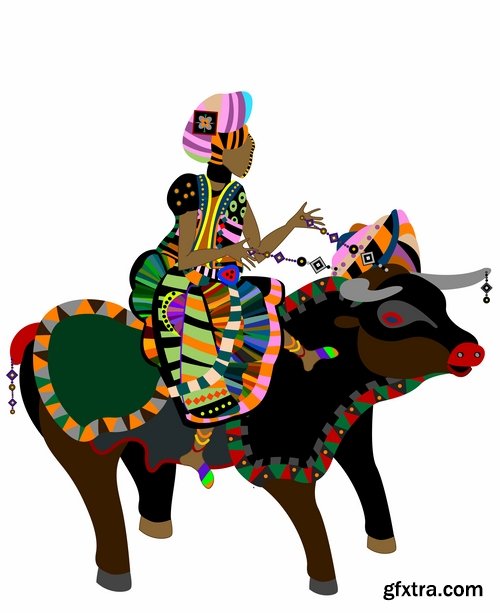 Collection of images of ethnic riders vector image 25 Eps