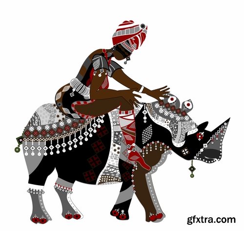 Collection of images of ethnic riders vector image 25 Eps