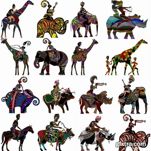 Collection of images of ethnic riders vector image 25 Eps