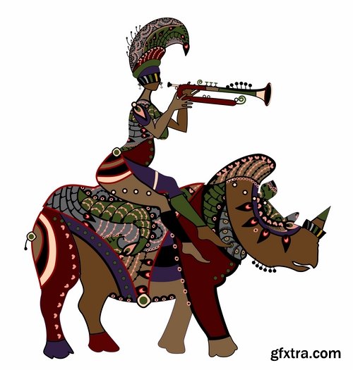 Collection of images of ethnic riders vector image 25 Eps