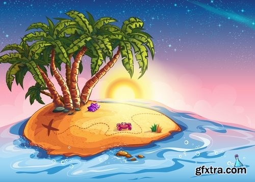 Collection of images of the islands vector image 25 Eps