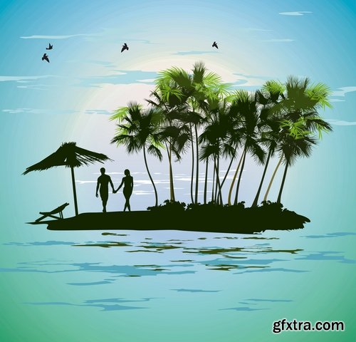 Collection of images of the islands vector image 25 Eps