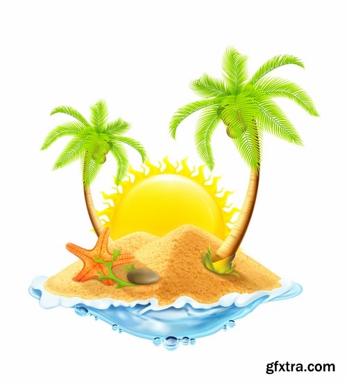 Collection of images of the islands vector image 25 Eps