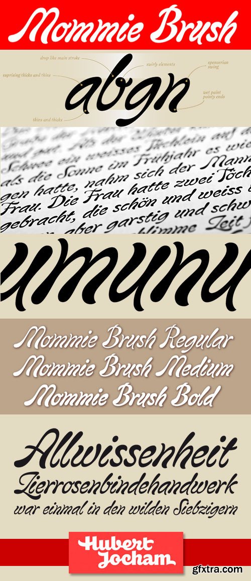 Mommie Brush Font Family 3xOTF - Hubert Jocham €117