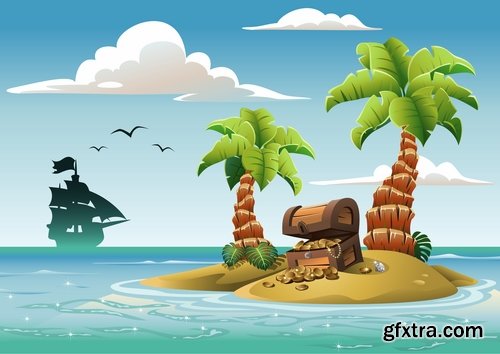 Collection of images of the islands vector image 25 Eps