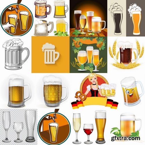 Collection of images of beer glasses vector image 25 Eps