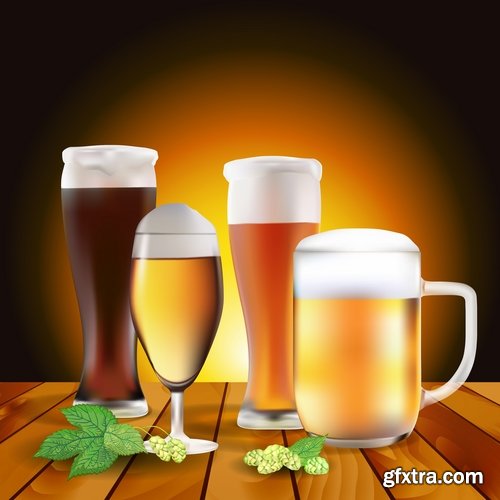 Collection of images of beer glasses vector image 25 Eps