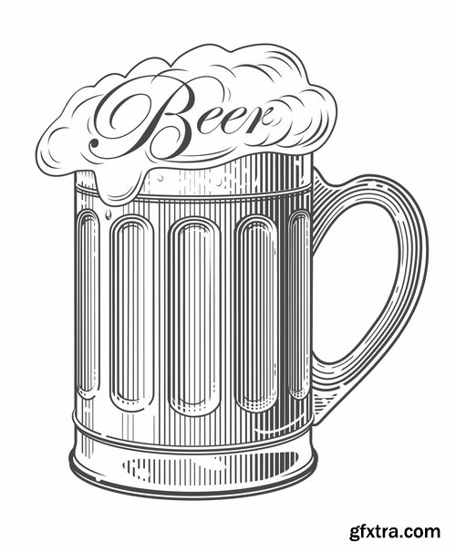 Collection of images of beer glasses vector image 25 Eps