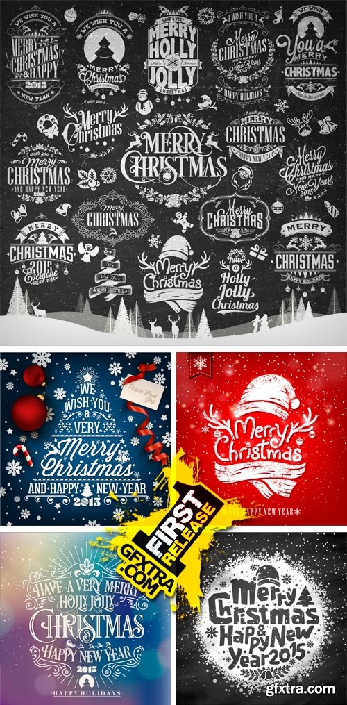 Amazing SS - Typography Christmas Cards, 25xEPS