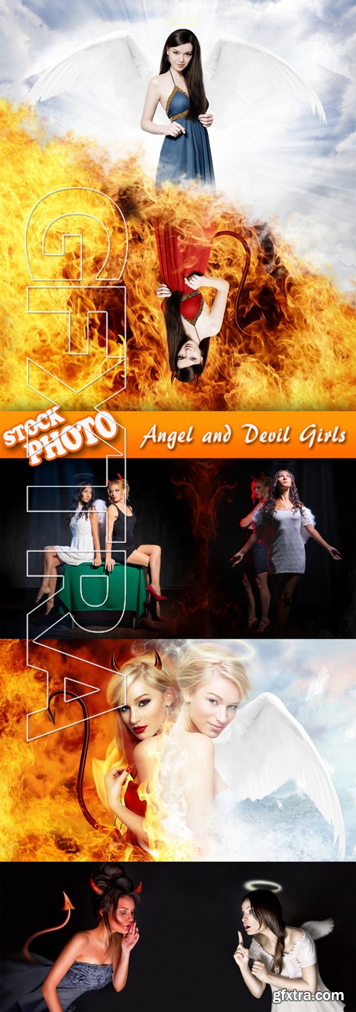 Stock Photo - Angel and Devil Girls