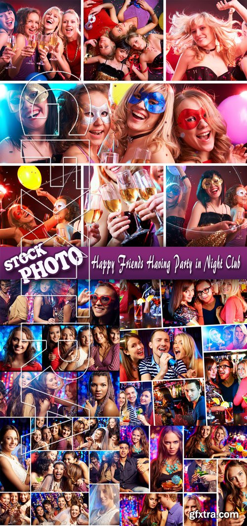 Stock Photo - Happy Friends Having Party in Night Club