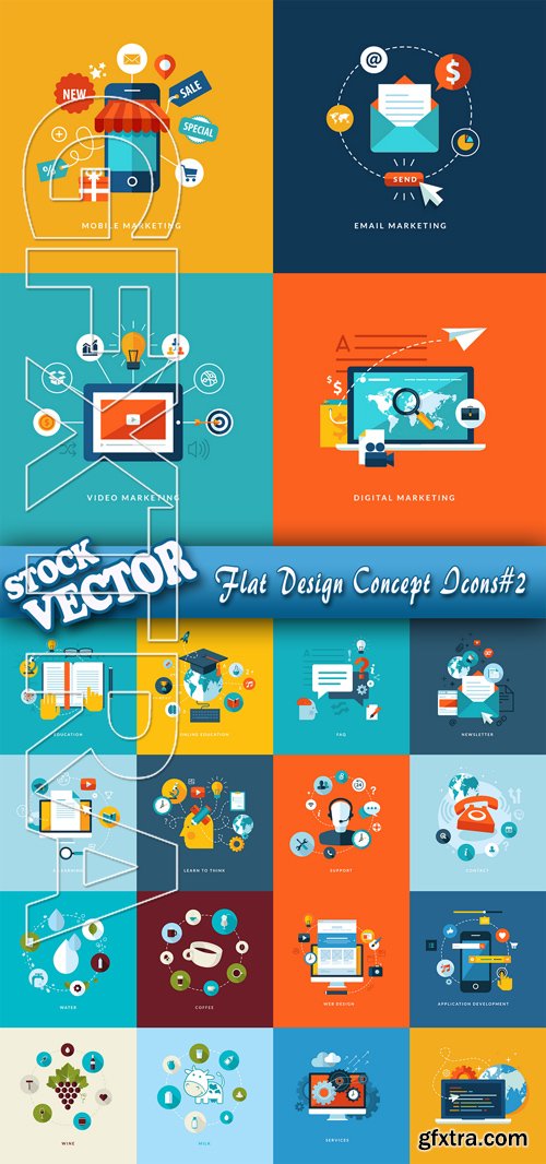 Stock Vector - Flat Design Concept Icons#2