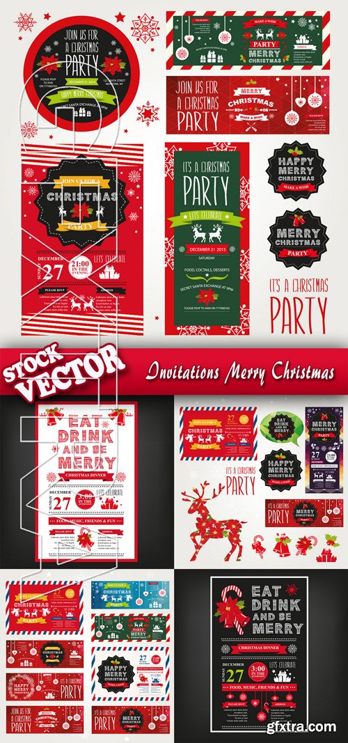 Stock Vector - Invitations Merry Christmas