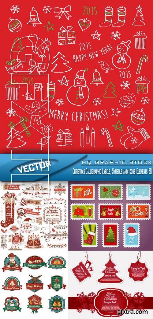 Stock Vector - Christmas Calligraphic Labels, Symbols and Icons Elements 30