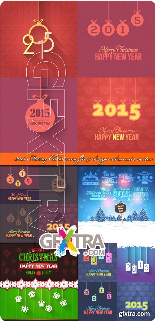 2015 Merry Christmas flat design elements vector