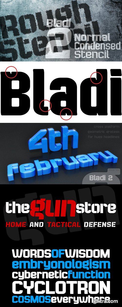 Bladi Two 4F Font Family $250