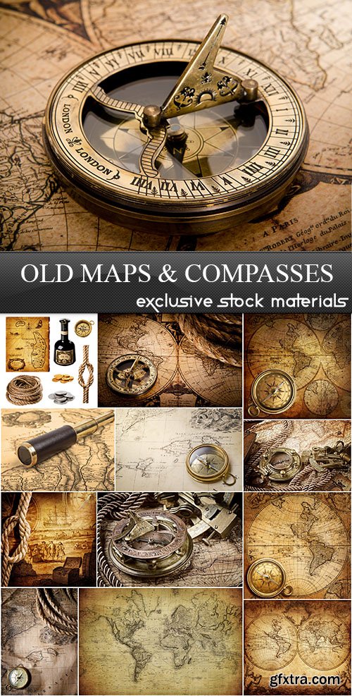 Old Maps &amp; Compasses, 25xUHQ JPEG