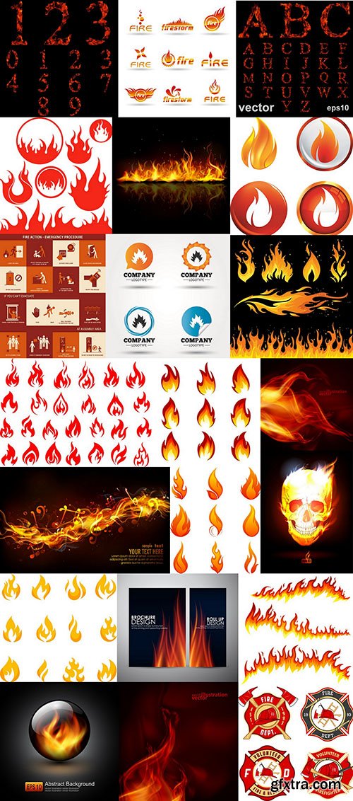 SS Fire Design Vector Elements, 25xEPS