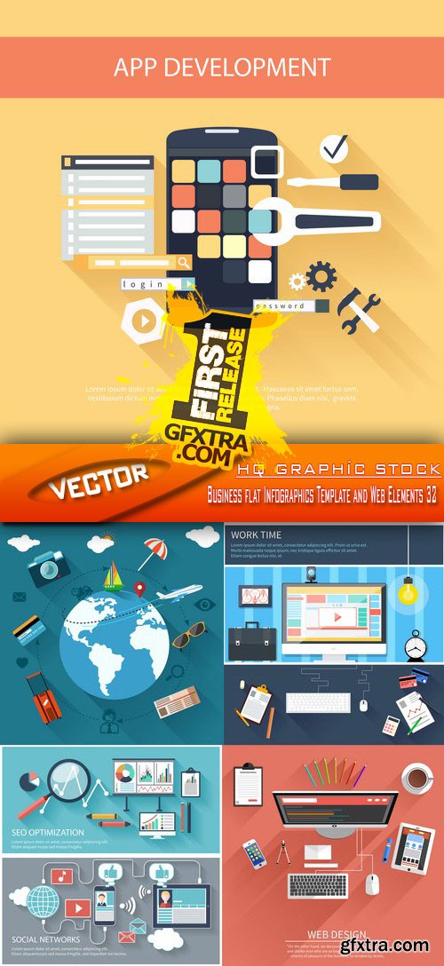 Stock Vector - Business flat Infographics Template and Web Elements 32