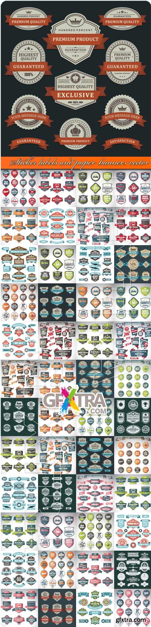 Sticker labels and paper banners vector