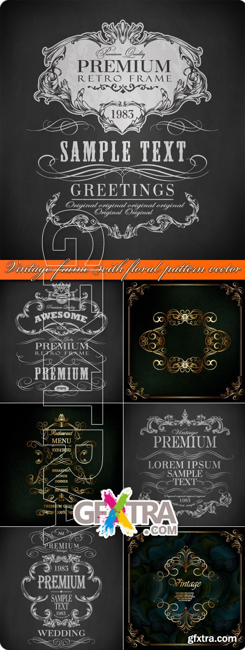 Vintage frame with floral pattern vector