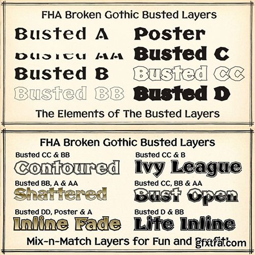 FHA Broken Gothic Font Family 13 Font $78