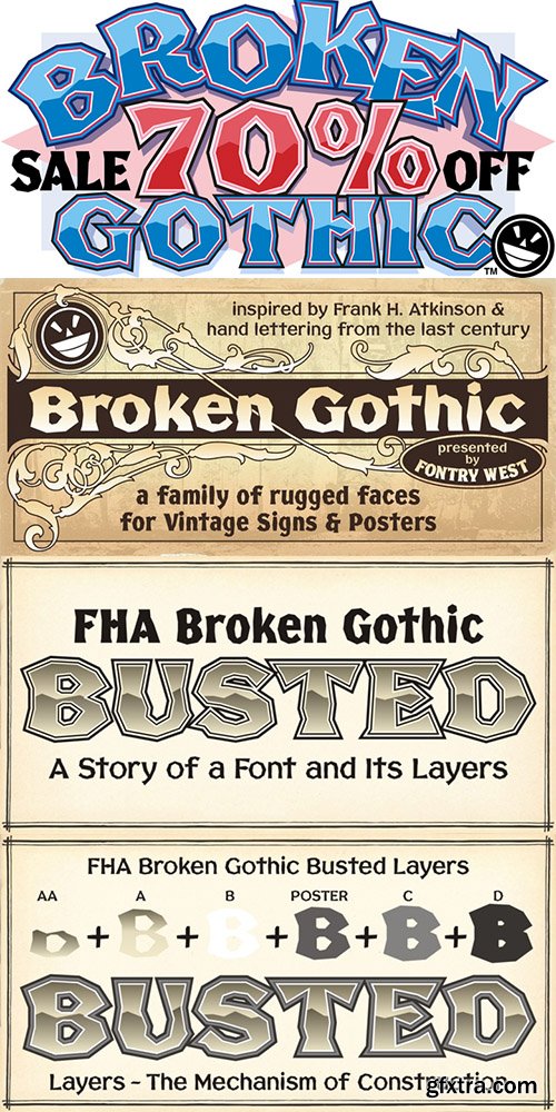 FHA Broken Gothic Font Family 13 Font $78