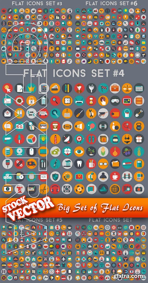 Stock Vector - Big Set of Flat Icons