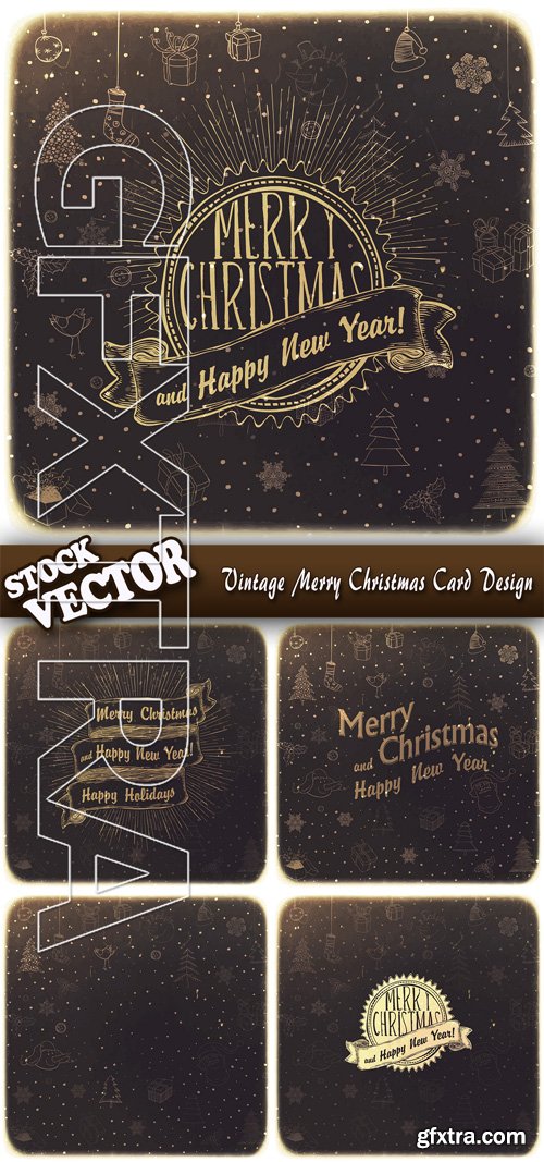 Stock Vector - Vintage Merry Christmas Card Design