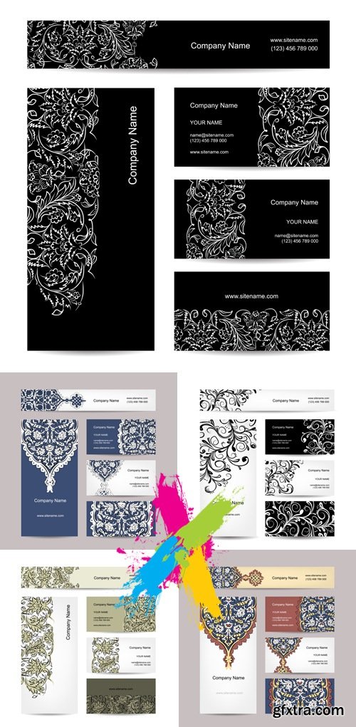 Floral Business Cards Vector