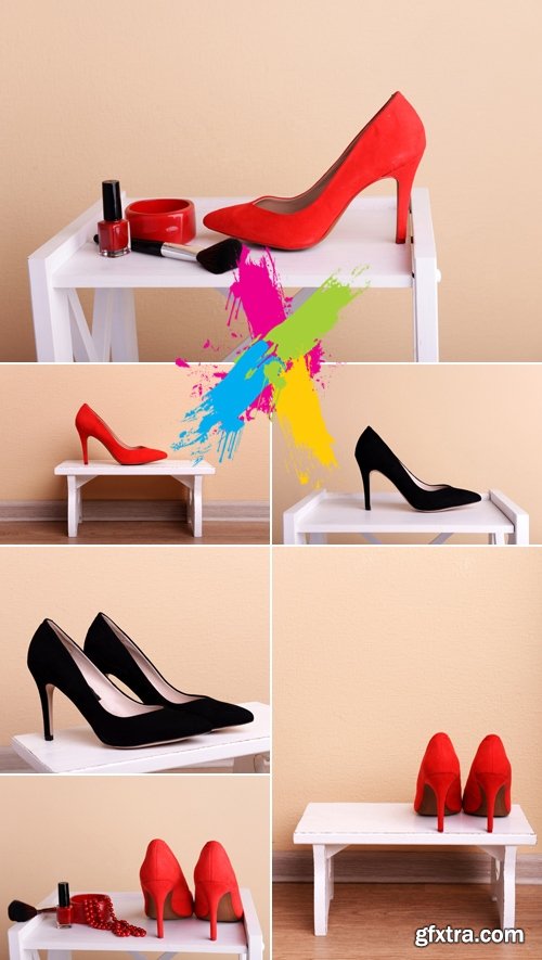 Stock Photo - Red & Black Women's Shoes