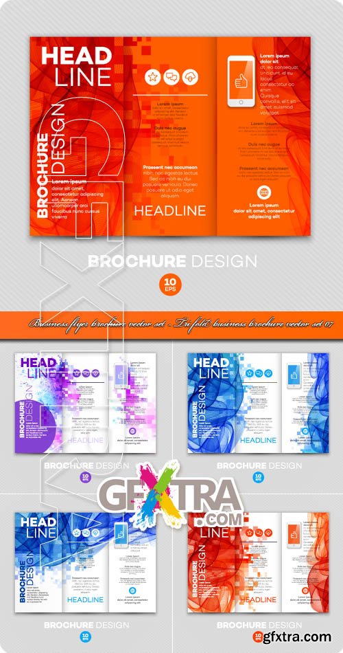 Business flyer brochure vector set - Tri fold business brochure vector set 07