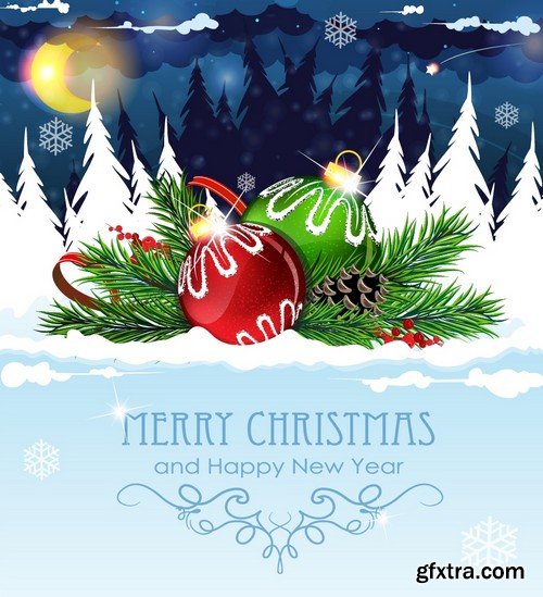 Stock Vectors - Merry Christmas Background 7, 25xEPS