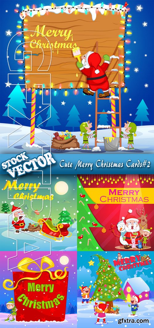 Stock Vector - Cute Merry Christmas Cards#2