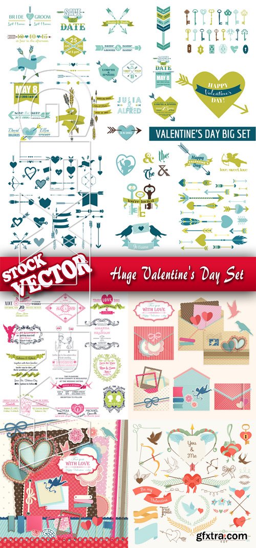 Stock Vector - Huge Valentine\'s Day Set