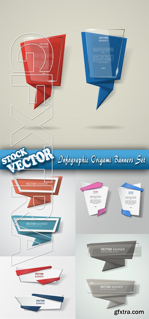 Stock Vector - Infographic Origami Banners Set