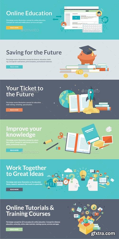 GraphicRiver - Flat Design Concepts for Online Education