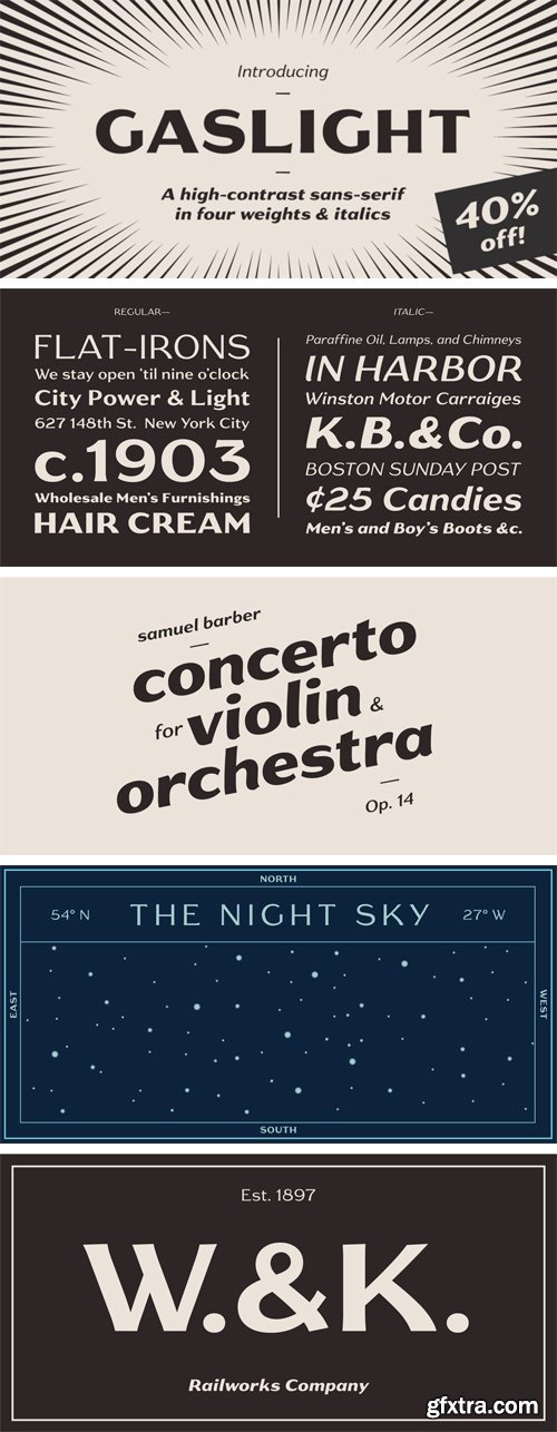 Gaslight Font Family - 8 Fonts $80