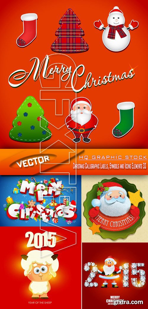 Stock Vector - Christmas Calligraphic Labels, Symbols and Icons Elements 32