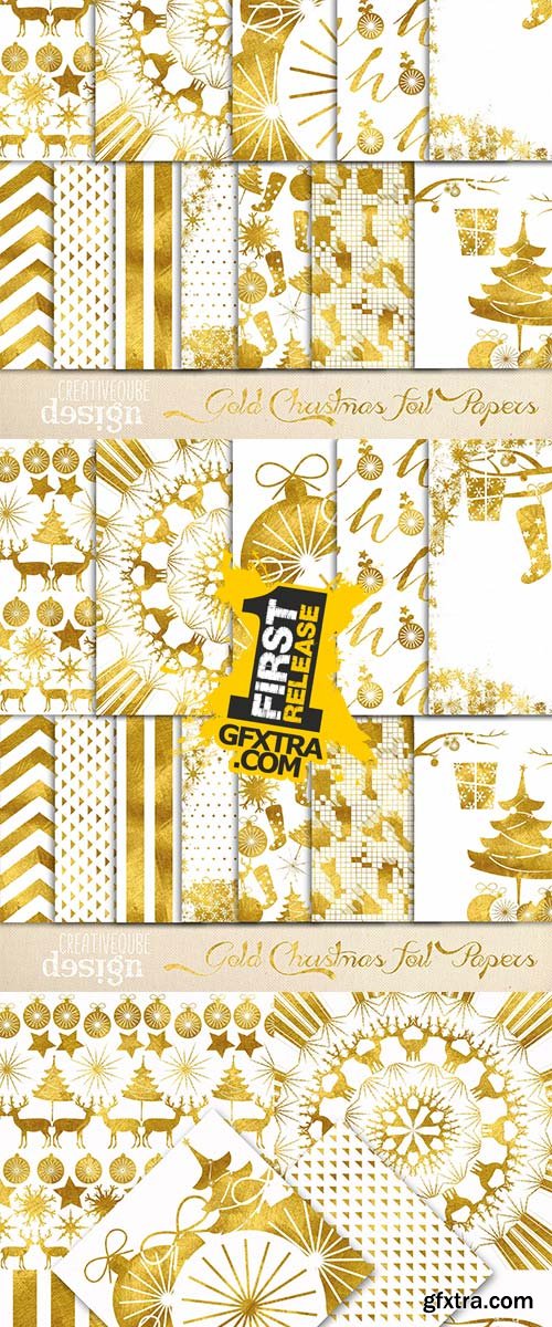 Christmas Gold Foil Digital Paper