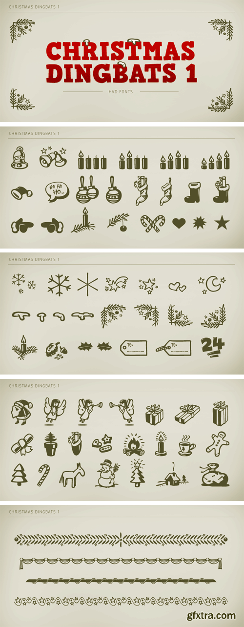 Christmas Dingbats Font Family - 2 Fonts $50