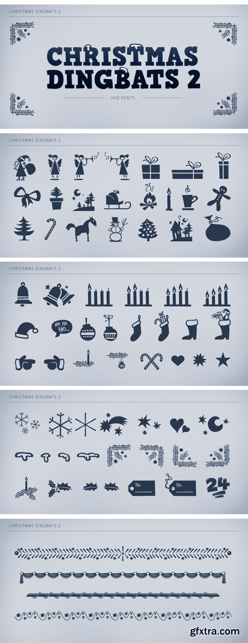 Christmas Dingbats Font Family - 2 Fonts $50